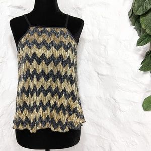 Charlotte Russe zig zag metallic sparkly gold top
